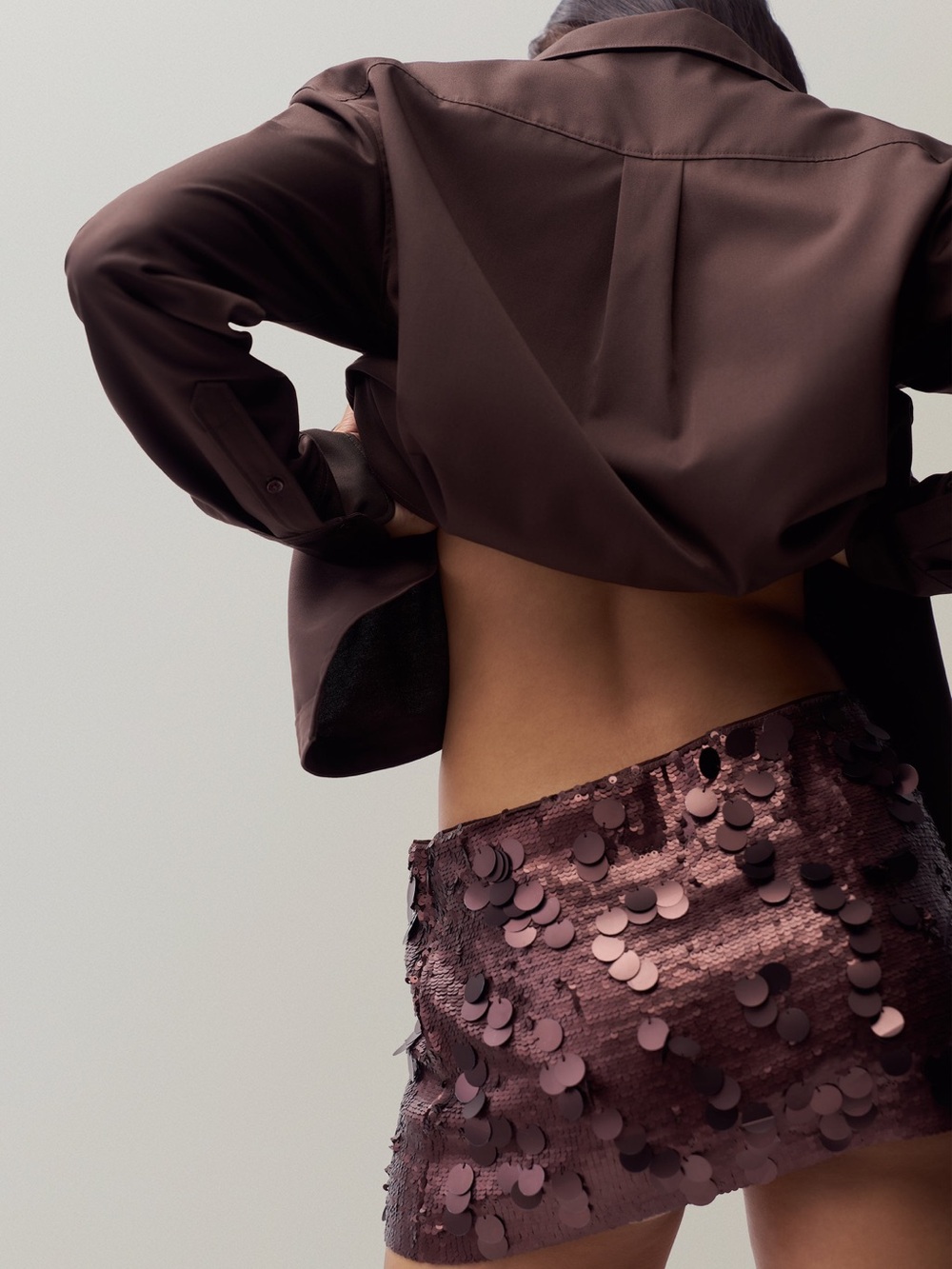 Danielle Guizio low-rise paillette skirt - chocolate - Picture 7 of 7
